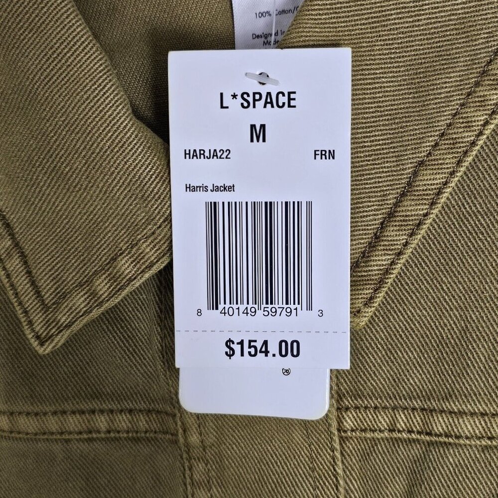 L*Space Women's Medium Harris Jacket Green Denim Cotton New - Picture 4 of 5